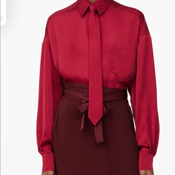 Zara Limited Edition Red Satin Effect Midi Belt Dress - Picture 4 of 8